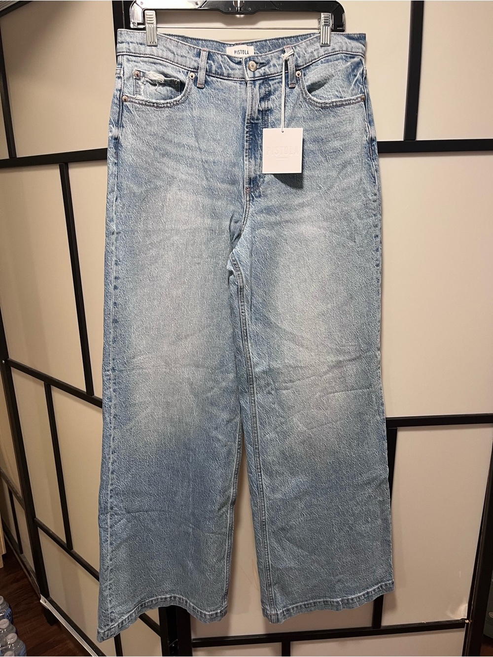 NWT Pistola Lana High Rise Ultra Wide Leg Jeans in Break Light Wash Size 31